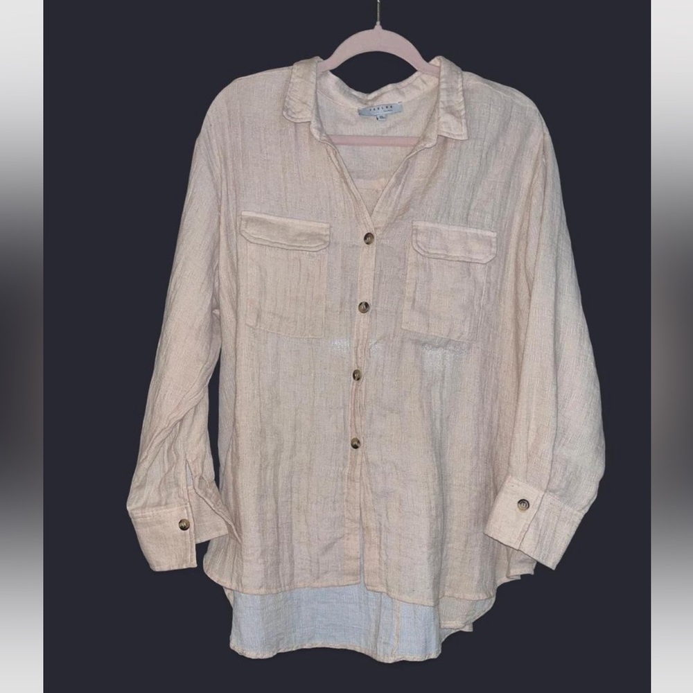 Cream Button-Up Sheer Shirt size 2X